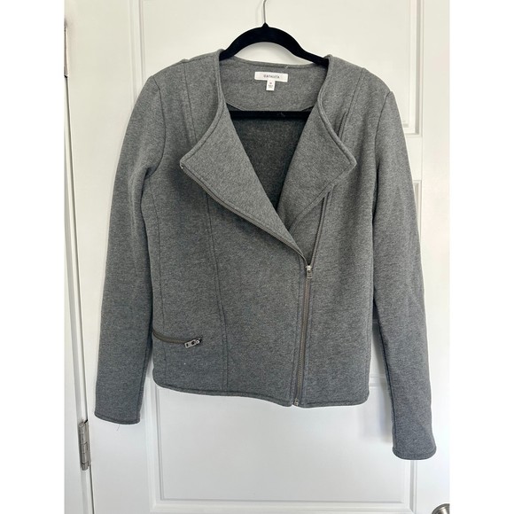 Athleta Gray Heather Belvedere Moto Jacket Size Medium - Picture 3 of 5